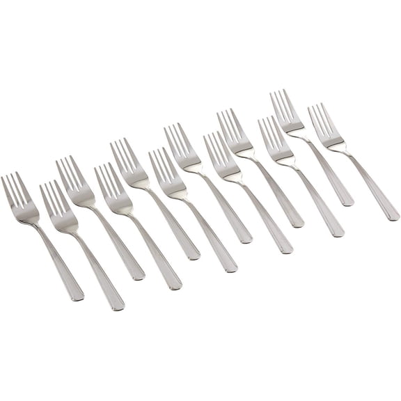 Winco Silver Stainless Steel Dominion Salad Fork, 12 Piece