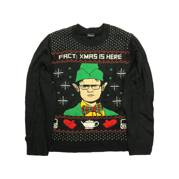The Office Mens Black Dwight Schrute Elf Christmas Holiday X-mas Sweater Large
