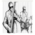 thumbnail image 3 of Ambesonne Black White Shower Curtain, Jazz Band Musicians, 69"Wx84"L, Black White, 3 of 5