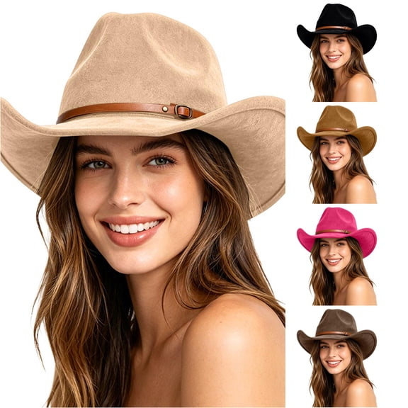 QWERTY Western Cowboy Hat with Finish Couples Style Fedora Hat for Men Women