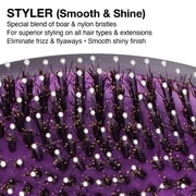 Olivia Garden OG Brush Styler, To Smooth and add Shine, All hair Types, pocket-size, perfect for travel, removable cushion, scalp hugging shape massages the scalp, for women, men and children, Black