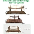 thumbnail image 6 of VINGLI 4 ft Garden Bridge, Arch Walkway Wooden Bridge with Safety Rails Carbonized Finished, Decorative Landscaping Footbridge for Koi Pond, Dry Creek Bed, Garden Pathway or Rustic Wedding Decor, 6 of 18