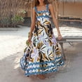 thumbnail image 2 of Flowy Dresses Women 2024 Trendy Handkerchief Hem Casual Beach Dress Printed Summer Sleeveless Tank Midi Dress, 2 of 8