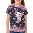 thumbnail image 3 of Garronmavis Cherry Blossom Axolotl T-Shirts for Kids Girls 9-10 Summer Short Sleeve Crewneck Shirts Cute Graphic Tees Y2K Pullover Top Cozy Casual Play Clothes for School Daily Wear, 3 of 6