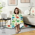 thumbnail image 4 of Wearable Blanket,LightGreen Cartoon Dinosaurs Colorful Elements Pattern Hooded Wearable Flannel Blanket for Adults & Teens,Winter Poncho Shawl Wrap Cape Cozy Anti-Pill,50"x60", 4 of 5