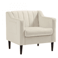 thumbnail image 2 of Sesslife Modern Upholstered Tufted Accent Chair, Velvet Fabric Single Sofa Side Chair, Comfy Barrel Club Living Room Armchair with Solid Wood Legs for Bedroom Living Reading Room Office, White, 2 of 6