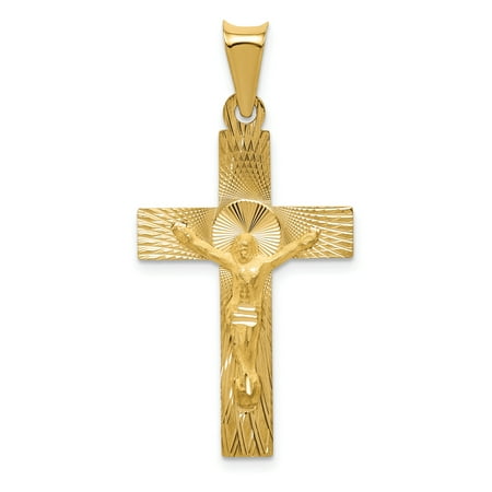 14k Yellow Gold Crucifix Cross Religious Pendant Charm Necklace