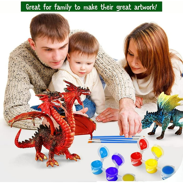 Solday Dragon Toys Painting Kits for Kids Arts and Crafts Ages 3 6 5 7 9 12  Boys Girls to Paint Your Own Paintable Figurines Birthday Party Supplies -  Twin Head Dragon - Soldaytoys