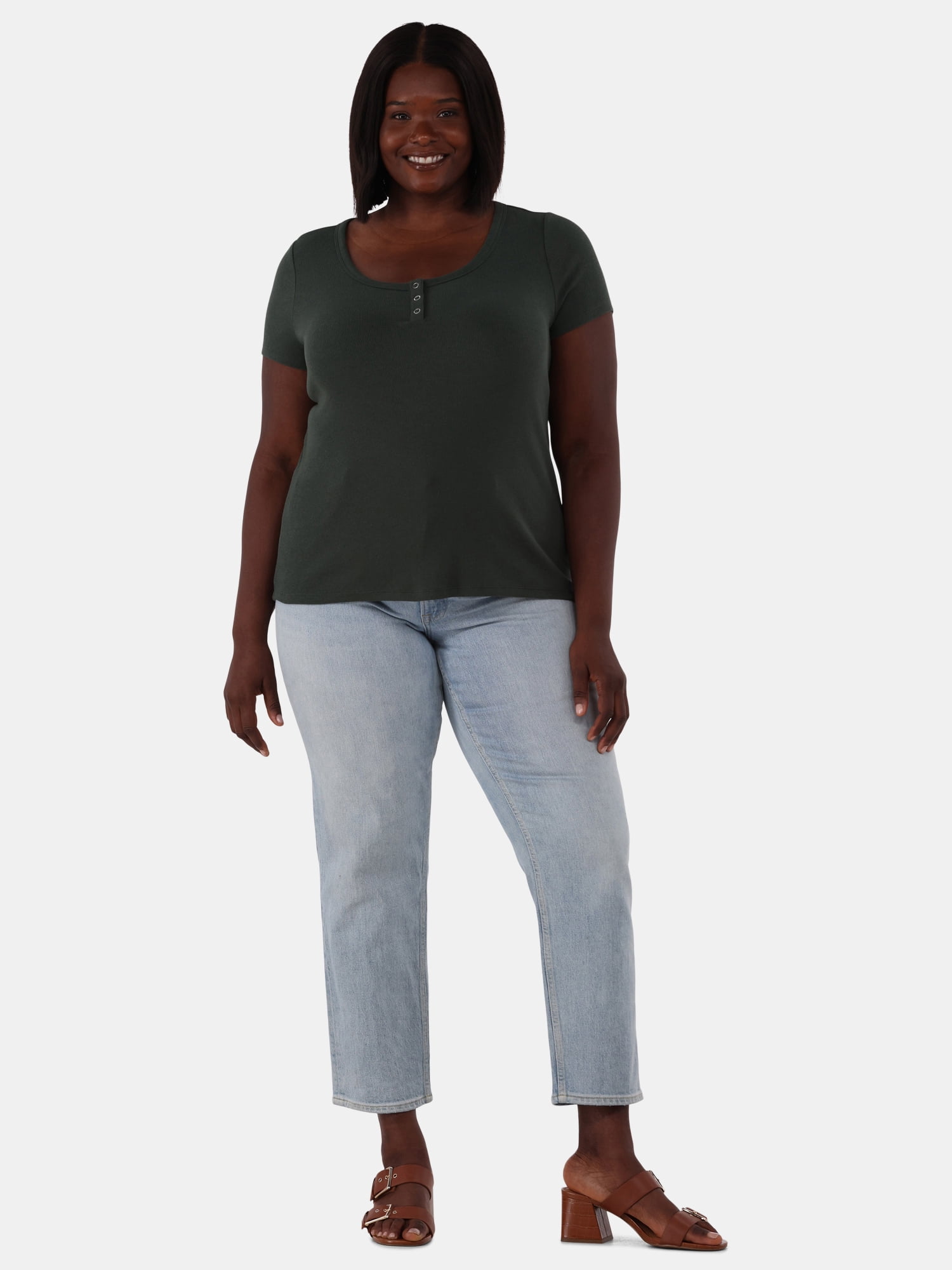 Terra & Sky Women’s Plus Rib Tee, Sizes 0X-5X