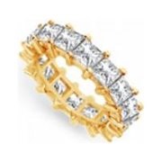 Fine Jewelry Vault UBAGVYSQ700CZ232 7 CT CZ Wedding Bands Princess Cut AAA CZ Eternity Band Prong Set on 18K Yellow Gold Vermeil