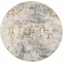 BoutiqueRugs Chaya Contemporary Area Rug - Taupe, Off White, Deep Teal - 5'3" Round