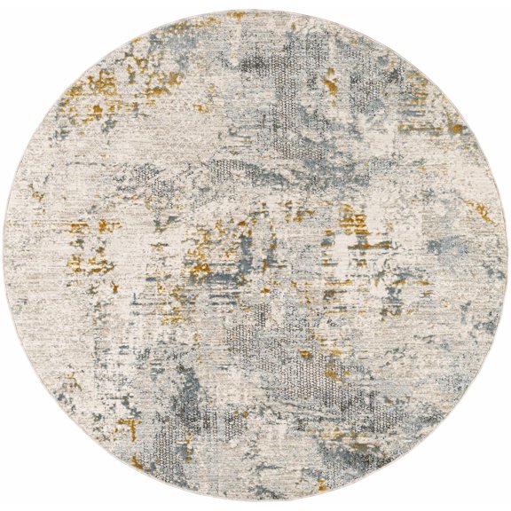 BoutiqueRugs Chaya Contemporary Area Rug - Taupe, Off White, Deep Teal - 5'3" Round