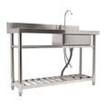 thumbnail image 3 of Stainless Steel Sink with Spacious Bowl, Strong Load-bearing Capacity, Bottom Shelf for Storage, Towel Bars, and Modern Design for Kitchen Use, 3 of 6