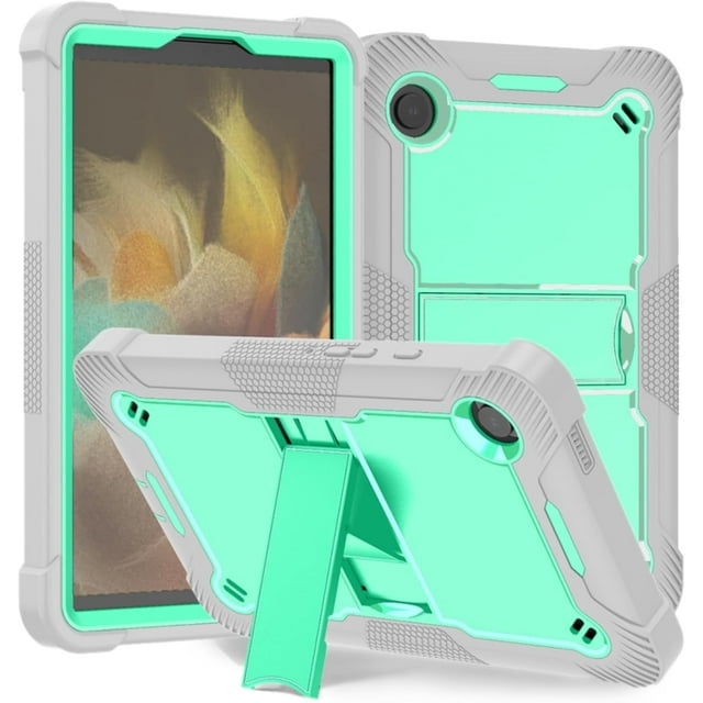 KOMI Case for Galaxy Tab A9 Case Kids, Tab A9 8.7 Case, Rugged Full-Body Hybrid Shockproof Drop Protection Cover for Samsung Galaxy Tab A9 8.7 Inch 2023 Model SM-X110 /X115 /X117 Grey+Aqua