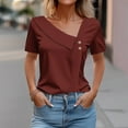 thumbnail image 5 of Elabch Blouses for Women Plus Size V Neck Short Sleeve Tunic Tops Button Dressy Casual Summer Shirts Wine L, 5 of 5
