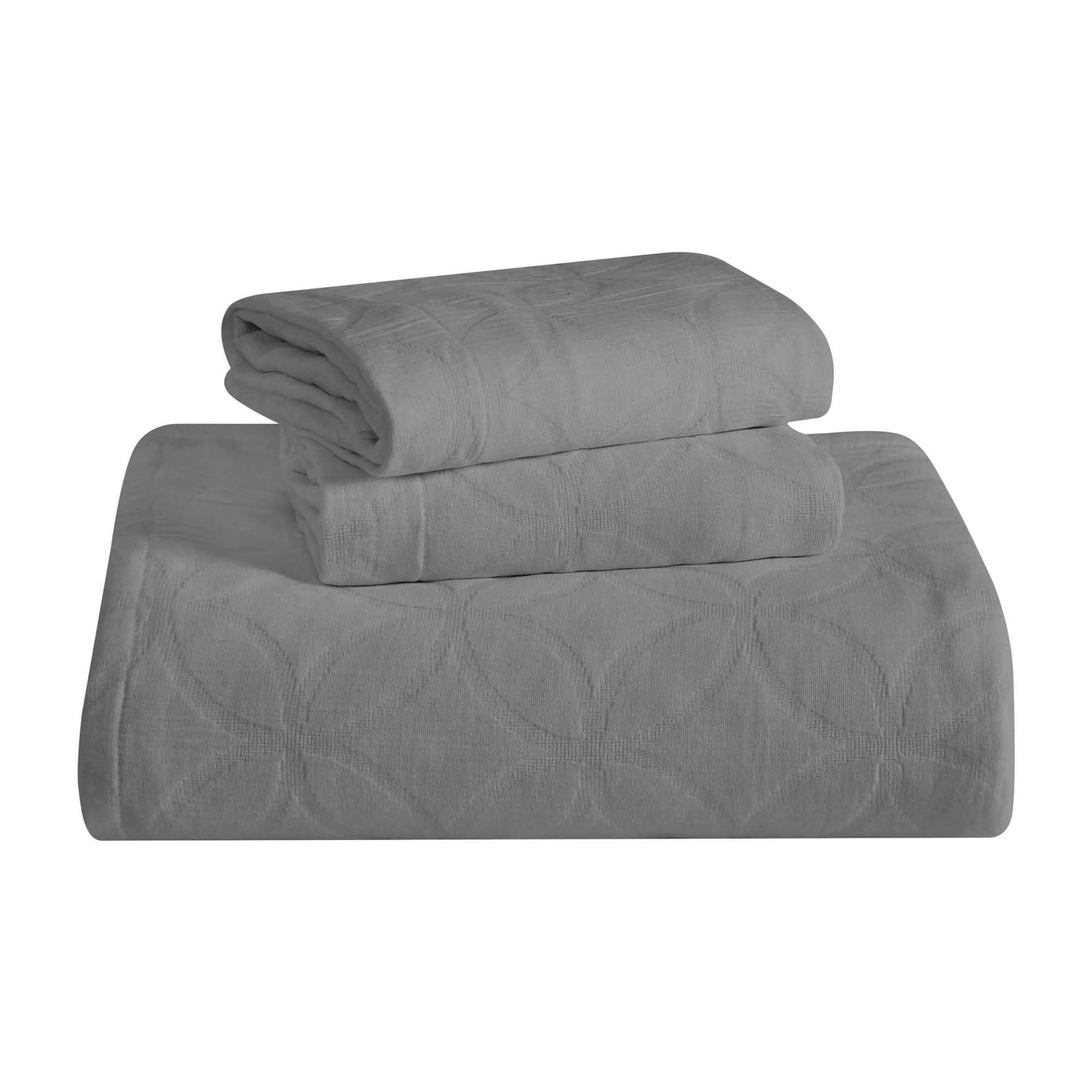 Superior 3-Piece Serenity Cotton Matelasse Gray Bedspread Set, King