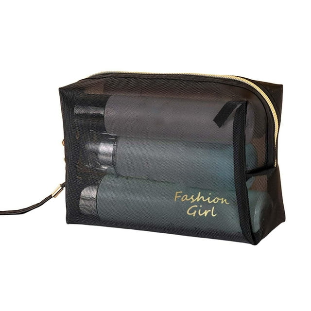 Travel Toiletry Bag Multifunctional Transparent Nylon Large Opening Cosmetic Bag D