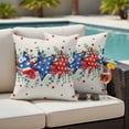 thumbnail image 5 of Independence Day Star Pillow Covers 2 Pack Farm Red Blue White Star Eucalyptus Leaf Linen Pillowcase Waterproof Outdoor Throw Pillow Cover for Patio Garden Square Cushion 18”x18”, 5 of 9