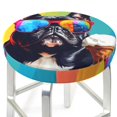 Lsque Rainbow Bulldog Sunglasses Pattern Round Bar chair cushion covers