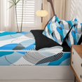thumbnail image 5 of Homewish Bohemian Watercolor Ombre Zipper Twin Comforter Sets with Fitted Sheet and 2 Pillowcases,Abstract Swirl Zipper Bedding Set,Blue,Black Reversible,4pcs, 5 of 8