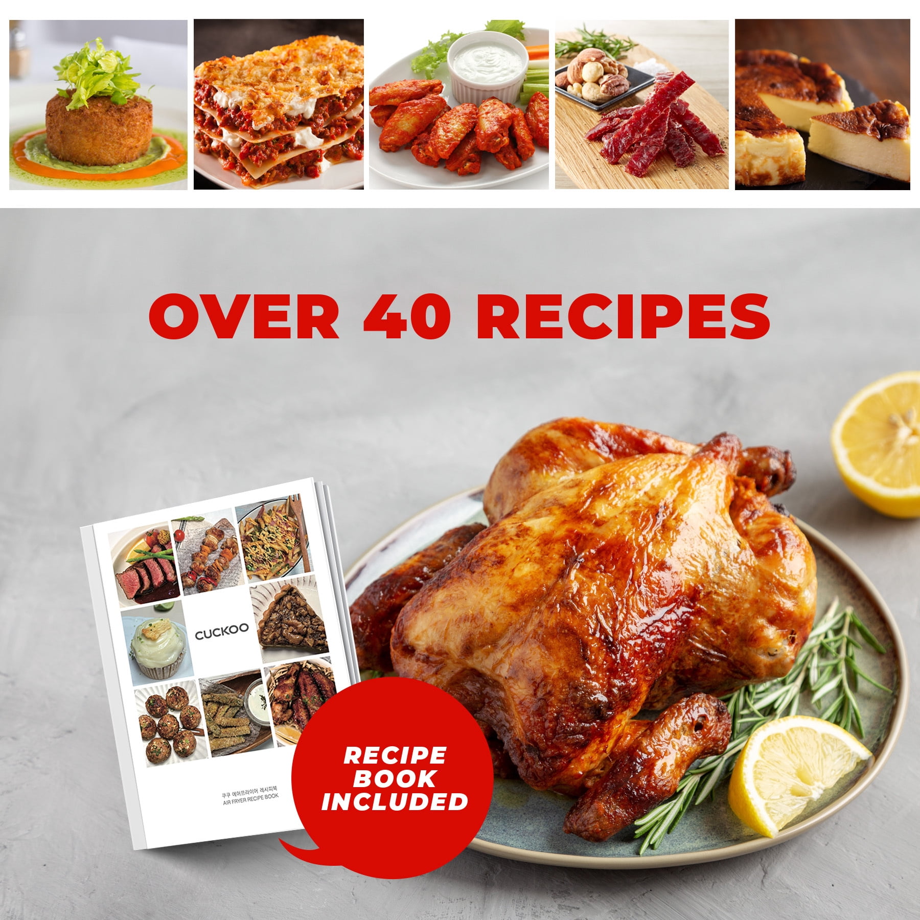 CUCKOO Air Fryer Oven, 18 Menu Modes with 360 Convectional Cooking, Includes 8 Accessories (Silver)