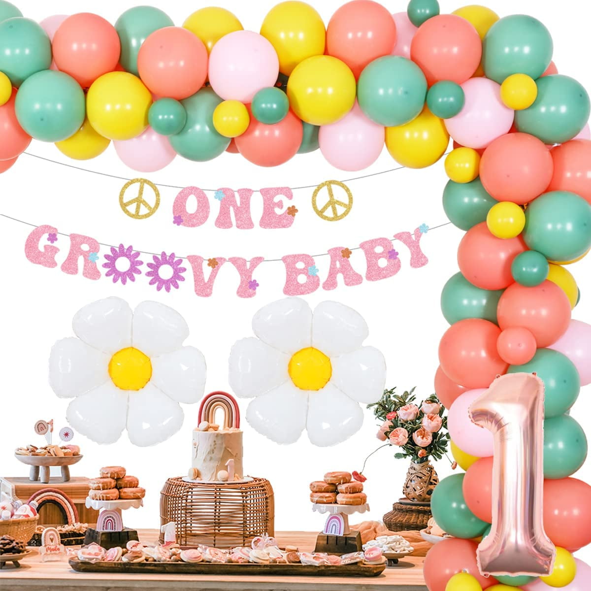 One Groovy Baby 1st Birthday Party Decorations, Boho Theme Birthday