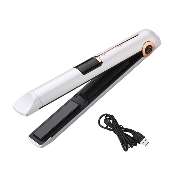 Seitruly Rodillo para el cabello Mini alisador Rizador inalámbrico Herramienta de peluquería Recargable de larga duración Operación simple 2 Cuidado del cabello Blanco