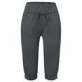 thumbnail image 4 of Pantalon Capri Uni Élégant pour Femmes, Tissu Extensible Confortable, Tenue Polyvalente, 4 of 5