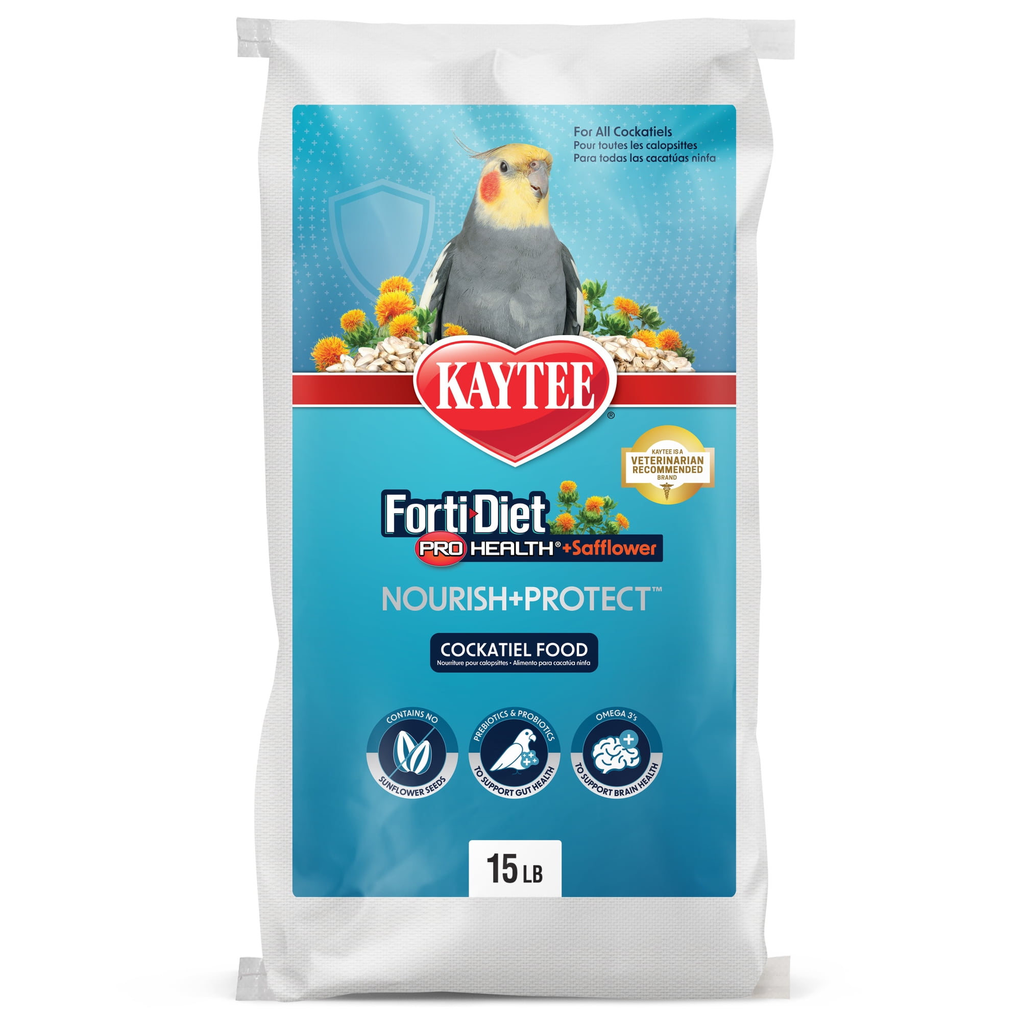 Kaytee Forti-Diet Pro Health + Safflower Nourish+Protect Cockatiel Food 15 Pounds