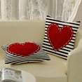 thumbnail image 4 of Valentines Day Pillow Covers 18x18 Inch Set of 2, Valentines Decor Linen Pillowcase Stripes Red Love Heart Valentines Throw Pillows Anniversary Decorative Outdoor Cushion Case for Sofa Couch, 4 of 6