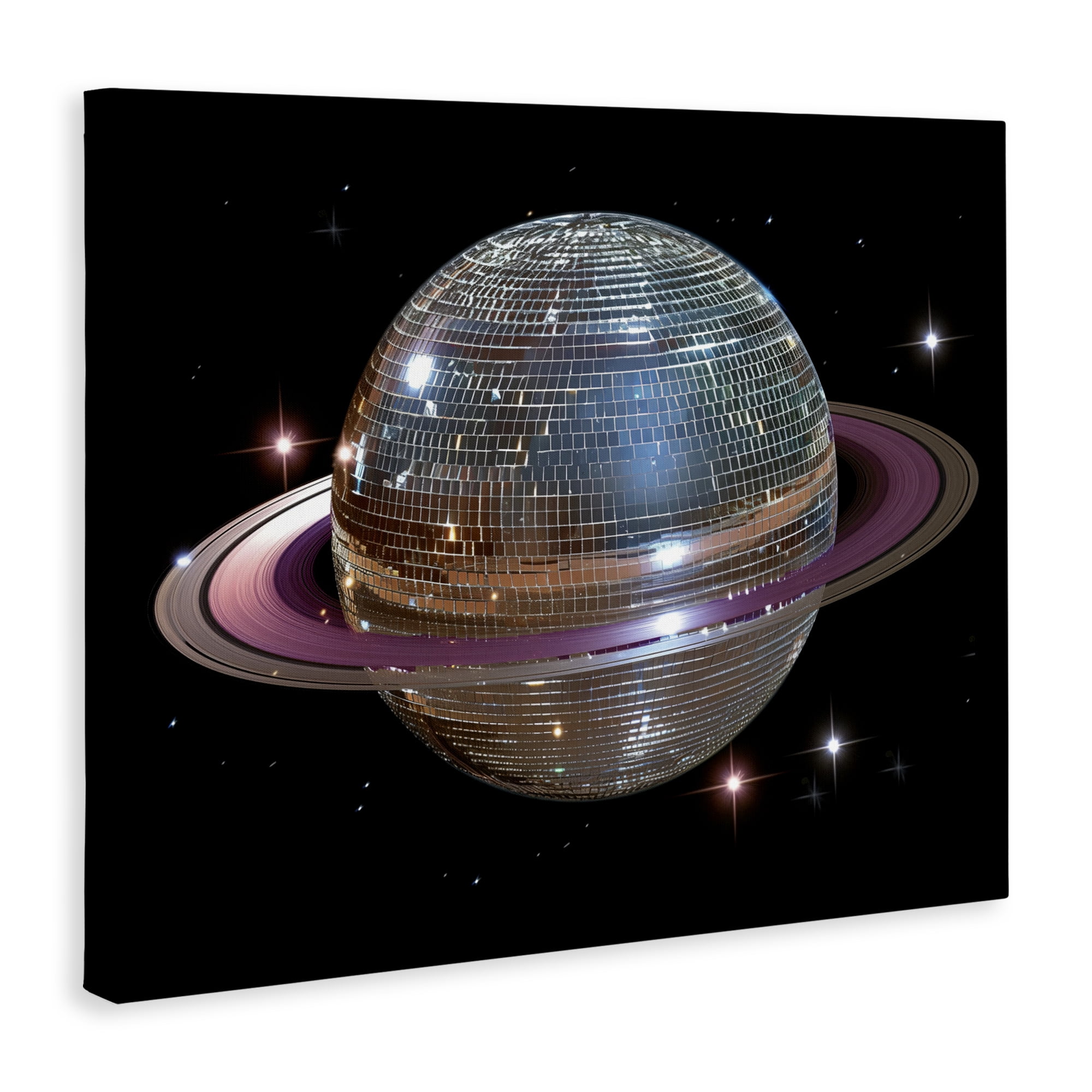 Purple Disco Ball Planet Canvas Wall Art, design by Decent Exposures