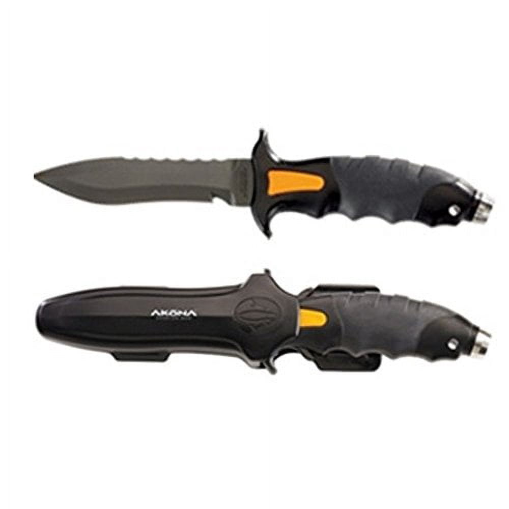 Akona Talon Dive Knife with Pressure Locking Sheath in Stainless Steel or Titanium