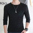 thumbnail image 4 of Camiseta de hombre de manga larga de color liso, camisetas de cuello redondo, camisetas ajustadas, camisetas de gran tamaño blancas y negras para primavera y otoño, 4 of 5