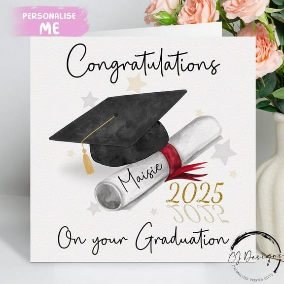 Personalized Graduation Greeting Card - Customizable with Name & Year - Perfect for Celebrating Achievements