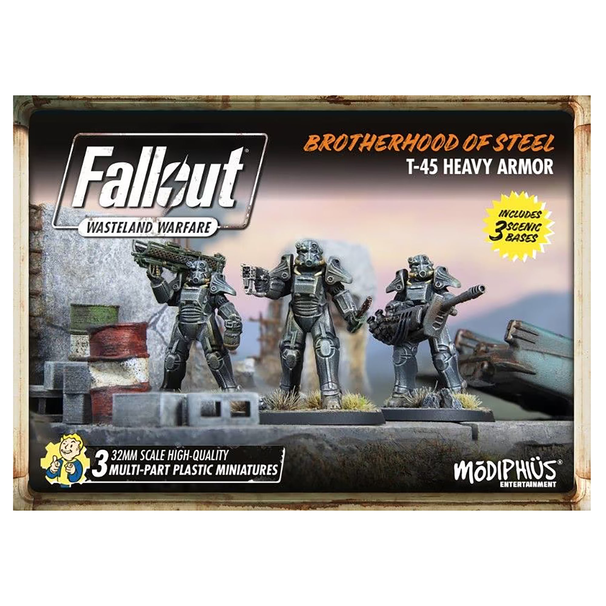 Modiphius Fallout: Wasteland Warfare - Armatura Pesante Confraternita D'Acciaio (Kit Plastica) - Miniature Non Dipinte