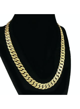 Bling Cartel Mens Huge Heavy Chain Gold Finish 316L Stainless Steel 25MM  Wide 28 Inch Cuban Hip Hop Necklace