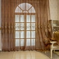 thumbnail image 2 of Sunyuer 2pcs Golden Embroidery Hollow Transparent Curtains, Garden Flower Pattern Reference Living Room Bedroom Balcony Dining Room Study Villa Hall Home Decoration, Sheer Curtains For Living Room, 2 of 7