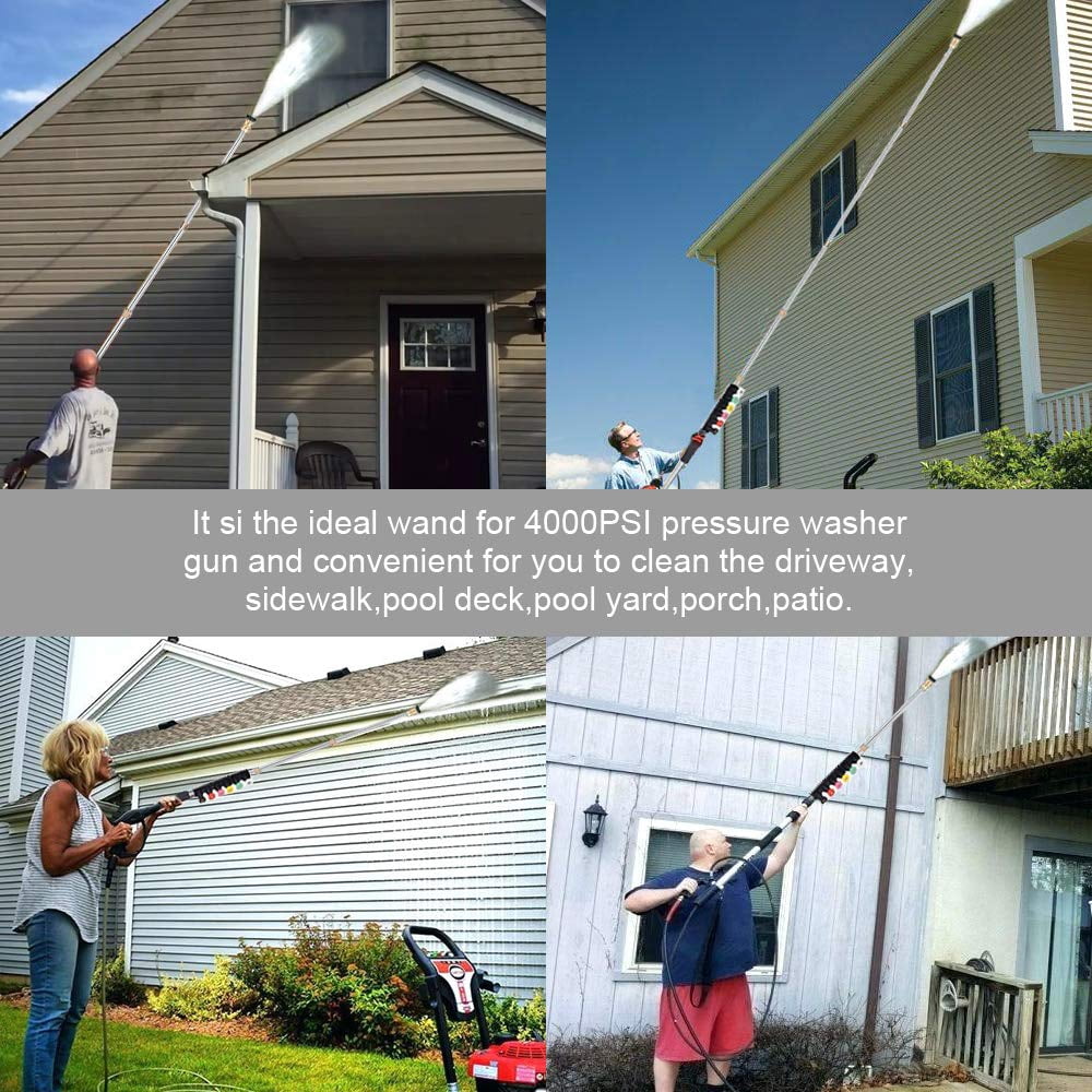 Beiled 4000 PSI Pressure Washer Wand, 10pcs Set w/6 Nozzle Tips (30°/90°/120°), 1/4" Quick Connect, Curved Rod for Roof/Gutter/Wall Cleaning