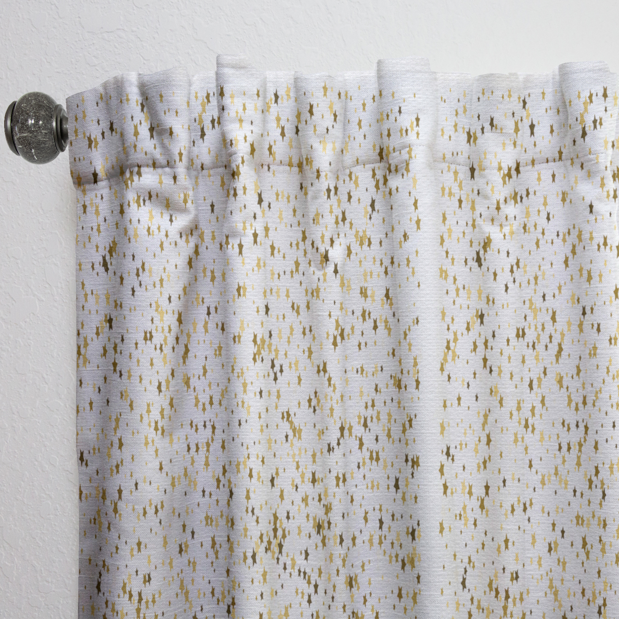 Designart 'Golden Glitter Confetti Retro Pattern' Mid-Century Modern Curtain Panel