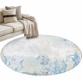 thumbnail image 2 of Retro Oceans Round Living Room Rugs 4 ft, Watercolor Blue Beige Jellyfish Seahorses Seaweed Washable Area Rug with Non-Slip Sturdy Edge Binding Round Carpet for Entryway Kitchen Bedroom Bathroom, 2 of 9