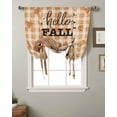 thumbnail image 2 of Squirrel Hello Fall Tie Up Curtains for Kitchen Bathroom Bedroom Windows 45 Inch Length, Maple Leaf Thanksgiving Orange Plaid Balloon Drape Curtains Shade Rod Pocket Drapery Curtain Panel, 42"x45", 2 of 7