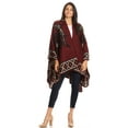 thumbnail image 7 of Sakkas Lupe Womens Reversible Poncho Wrap Cape Shawl Sweater Coat Cardigan Pattern - Tile Burgundy - One Size Regular, 7 of 7