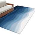 thumbnail image 2 of 3'x5' Area Rugs, Navy Blue Ombre Indoor Outdoor Area Rug for Living Room Bedroom, Modern Moire Wave Gradient Washable Bathroom Rugs Kitchen Floor Carpet Mats Home Decor Aesthetic, 2 of 8