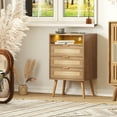 thumbnail image 4 of Vabches Rattan Nightstand Set of 2 with Charging Station and 3 Drawers for Bedroom, Living Room, 4 of 10