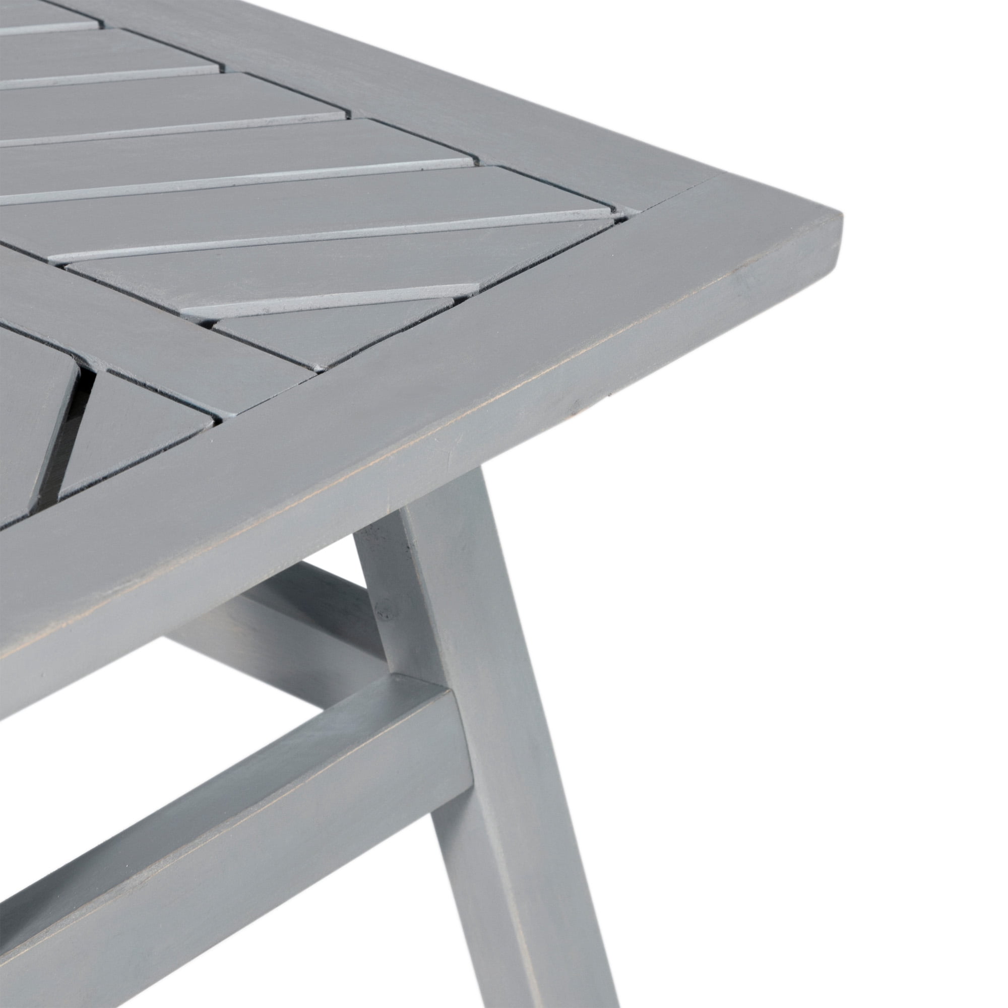 Walker Edison Wood Outdoor Patio End Table with Chevron Design, Grey Wash