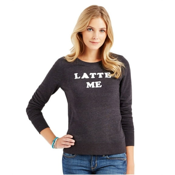 Aeropostale Womens Latte Me Sweatshirt, Black, X-Large