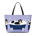thumbnail image 2 of KLL Bernese Mountain Dog Sitting Bath Tub Print Large Beach Tote Bag Women Waterproof Sandproof Zipper Beach Tote Bag for Pool Gym Grocery Travel with Wet Pocket, 2 of 7