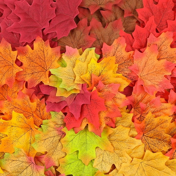 Visland Faux Maple Leaves 8cm “Artificial” Fabric Mix Color Autumn Bouquet (100 Count)