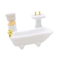 thumbnail image 3 of Juego de baño de cerámica a escala 1/24 (inodoro y lavabo) para decoración de casas de muñecas en miniatura., 3 of 5