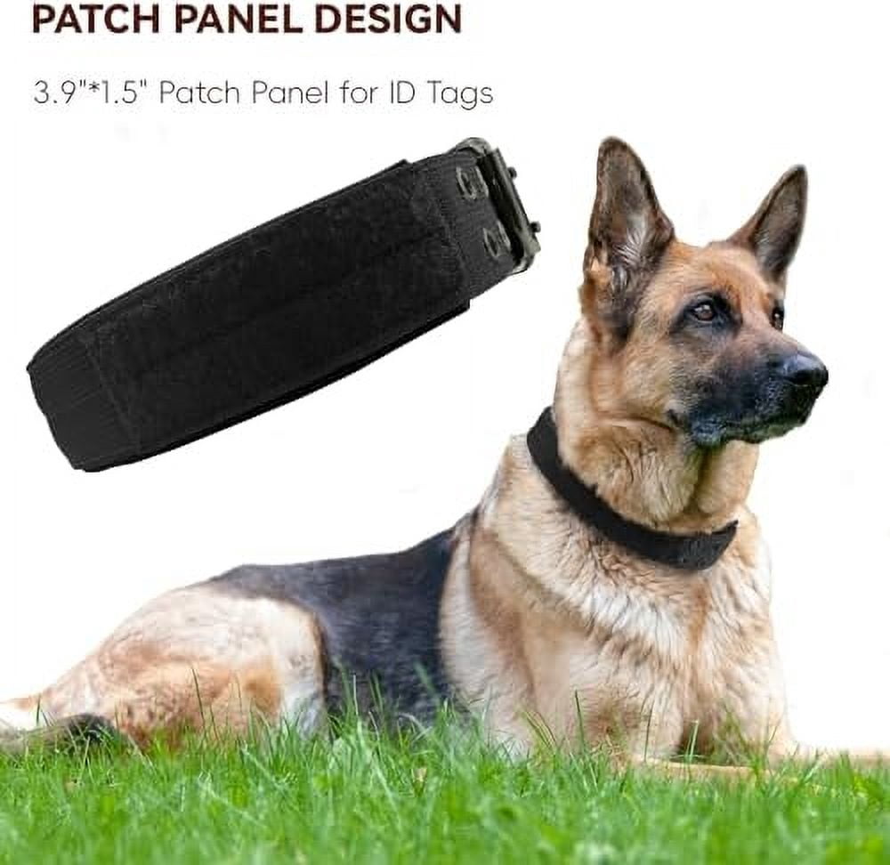 Heavy Duty Dog Collar for Large Dogs, Tactical Dog Collars with Metal Buckle & D Ring, 1.5" Width Thick Adjustable Nylon Collar for Medium Dogs, Black/M